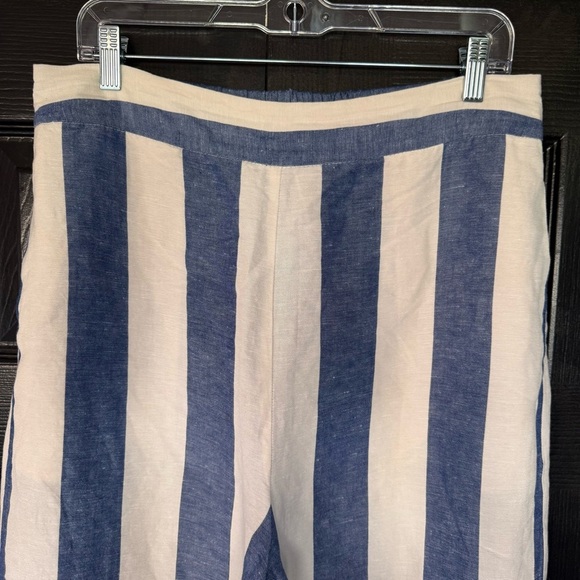 Madewell Huston Pull-On Crop Linen Pants in Stripe - Size Large - Picture 7 of 12